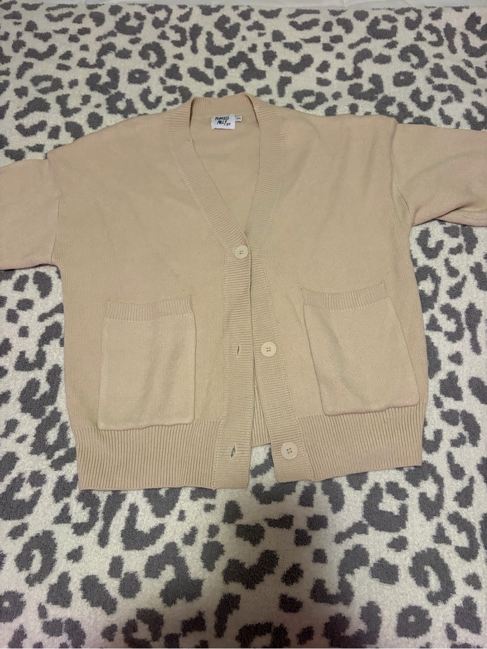 Princess Polly Beige Button-Front Cardigan Sweater
